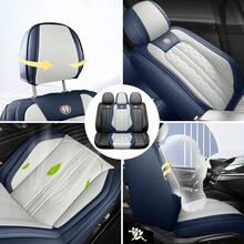 JDWBT Car Seat Covers Full Set 5 Seat, Fit For T0yota Hybrid RAV4, Camry, Corolla, 4Runner, Prius, C-HR, Avalon, Crown, NAPPA Leather Automotive Seat Covers For Cars, Universal Car Front Seats And Back, Adjustable Car Seat Protector - 藍白 - 查看 7