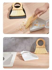 1 Set Wooden Mini Broom And Dustpan Set, Desktop Cleaning Brush Broom, Small Dustpan And Trash Scoop, For Cleaning Up Pet Litter, Spilled Pet Food, And Hair/Crumbs On Sofa Or Bed