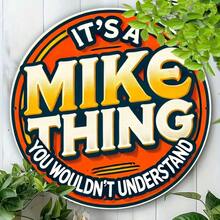 1pc Retro Mike's Business Metal Sign , Vintage Metal Wall Decor With "It's A Mike Thing You Wouldn't Understand" Design For Home. - Multicolor - View 5