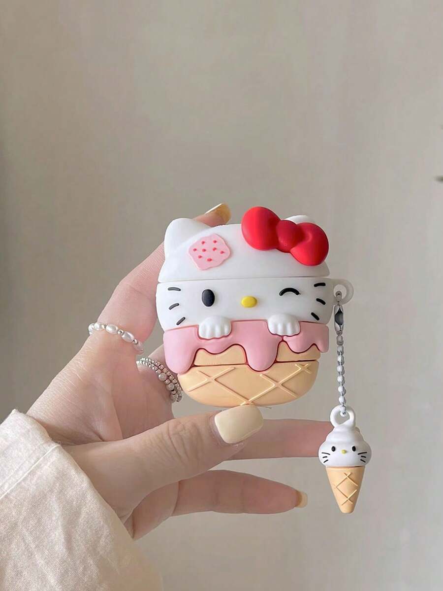 Sanrio 1 件  KT Kitty 可爱无线耳机盒保护套适用于 Apple 1/2/3/4/Pro/Pro2（不含耳机）