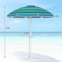7.2 FT Portable Beach Umbrella Tilt Sand Anchor Cup Holder With Carry Bag Green - màu xanh lá - Xem 3