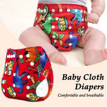 1pc Reusable Printed Cloth Diaper, Dinosaur Print Baby Training Pants, Soft Inner Fleece Material Breathable, Skin-Friendly For Baby - Multicolor - View 2