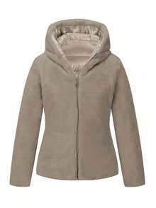 Áo khoác thường ngày có mũ trùm đầu dành cho nữ, mặc đi làm và mặc hàng ngày, thoải mái, phù hợp cho cả mùa thu và mùa đông - Vàng - Xem 8