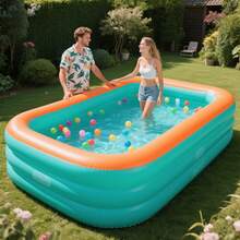 1 piscina inflable de 3 pisos y extra grande, parque acuático portátil plegable para verano, reforzada y gruesa, espaciosa, adecuada para interiores/exteriores, patio, perfecta para entretenimiento y fiestas de verano en el patio trasero, ocio al aire libre, opción ideal para fiestas de piscina de verano, entretenimiento de verano | Diseño plegable | Esencial para reuniones familiares, opción de regalo para familiares y amigos, (sin bomba) - Multicolor - Ver 5