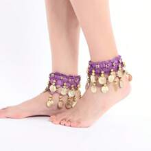 1 par de brazaletes de danza del vientre vibrantes - Accesorios de disfraz de danza coloridos con monedas tintineantes, campanas y patrones florales, perfectos para actuaciones y eventos de danza folclórica, accesorios de danza | Accesorios coloridos | Monedas decorativas, ropa de danza exótica