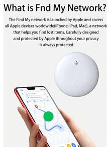 1/4 piezas Rastreador Anti-Perdida Inteligente por GPS - Certificado MFi, Seguimiento en Tiempo Real, Sin Instalación Requerida, Adecuado para Mascotas, Bolsas, Maletas, Bicicletas, Autos, Compatible con la App "Buscar" de IOS, Anti-Pérdida Libre de Preocupaciones (Solo iOS)