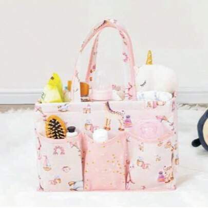 MADE IN TURKEY Portable Diaper Care Bag | 44x24 Cm | Durable Polypropylene Fabric | Compact Nursery Storage Bag For Baby Essentials