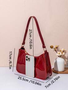 Fashionable Simple Minimalist One Shoulder Armpit Bread Bag - Burgundy - View 3
