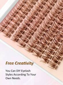 Rikuaild 128pcs Brown Fluffy False Eyelashes, D Curl Lifting, DIY Eyelashes, Faux Mink Lashes, Segmented Extension Lashes, Natural Fluffy Makeup Tool - D - View 2