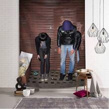 1 件 2 人摆姿挂毯，背景装饰，墙壁装饰，适用于客厅、卧室、办公室、宿舍、家庭聚会装饰的涤纶挂毯，具有悬垂效果的矩形壁挂布。包括 3 个墙钉和 2 个夹子。 - 彩色 - 查看 5