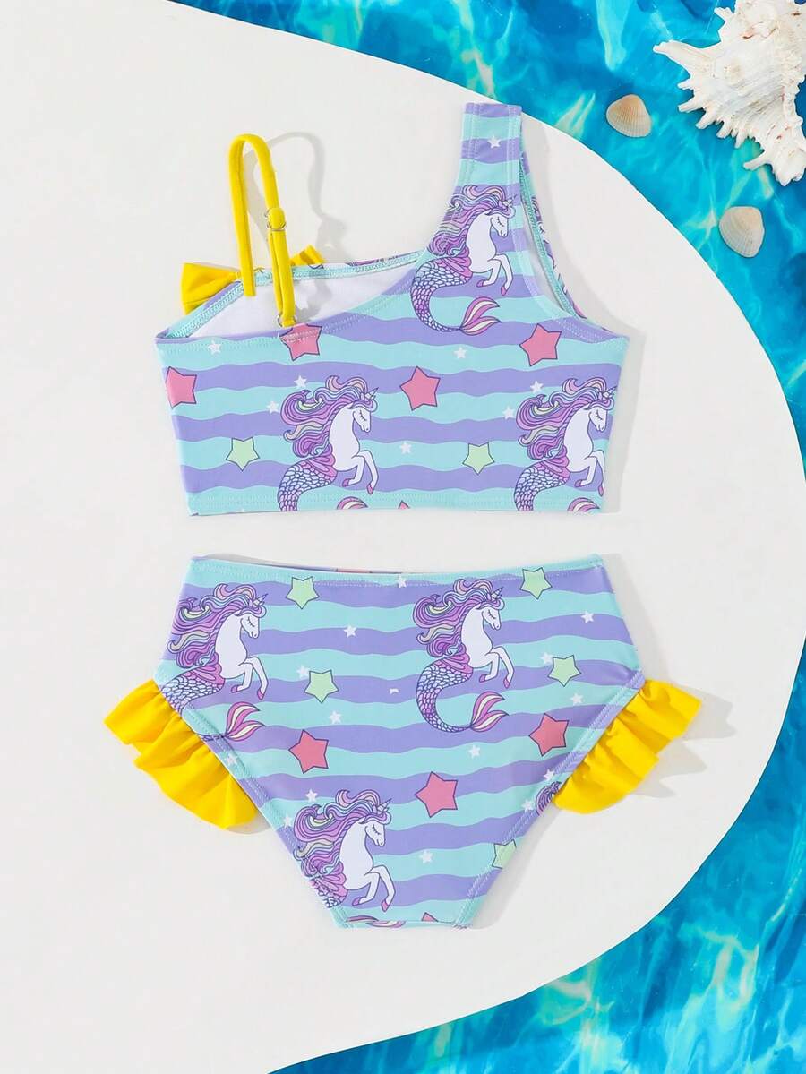 小女孩星空海洋梦幻沙滩两件套幼儿泳衣 - 彩色 - 查看 1