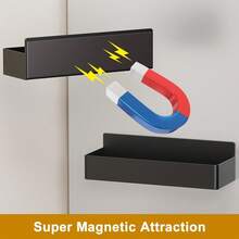 2/4 件磁性冰箱侧架，壁挂式香料和调味品储存收纳盒 - 黑色 - 查看 10