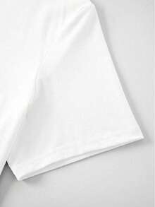 AnChiStreetwear - Herren Große Größen Minimalistisches Buchstaben-Muster Kurzarm T-Shirt, Rundhalsausschnitt, Lässig Stil, Grafik Design - Weiss - Übersicht 3