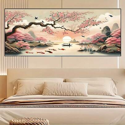 超大号全钻钻石画套装 - DIY圆形钻石画，专为初学者设计，不含画框，适合装饰客厅、卧室和办公室，手工礼品，墙面装饰艺术品，无框，多种尺寸可选