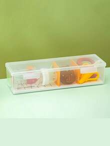 1pc Plastic Baby Bottle & Nipple Compartment Storage Box With Cover, Dustproof Desktop Transparent Teething Stick Toy Organizer - Transparent - View 9