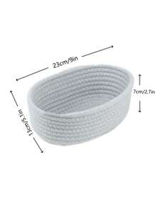 Oval-Shaped Cotton Storage Basket In Solid Blue, Minimalist Style For Living Room, Tabletop, Snacks, Toys Storage - Entryway, Bathroom Organizer, Home Decor Gift Basket