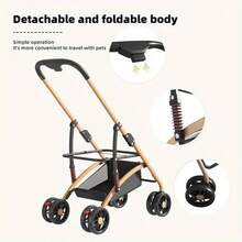 1 件优质铝制二合一现代宠物推车，适合小型犬和猫，可拆卸设计，免提，完全通风，360° 平滑轮子，宽敞的内部空间，户外使用的网袋，铝制框架，方便旅行和舒适，狗宠物载体狗推车猫推车宠物推车狗推车狗推车