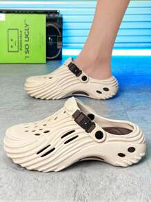 Men's Hole Shoes 2025, New Summer Thick Bottom Increased Height Non-Slip Wear-Resistant Slip-On Soft Bottom Soft Surface Lightweight & Comfortable Men's Sandals, Hollow Out Breathable Soft Comfortable EVA High Elastic Rubber Outdoor Driving Dual-Use Men's Sandals, Versatile Fashion Beach Outdoor Casual Men's Sandals Back To School