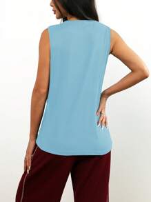 1 pezzo Maglia senza maniche casual, da corsa e fitness, ampia e comoda, di colore unito, per primavera/estate