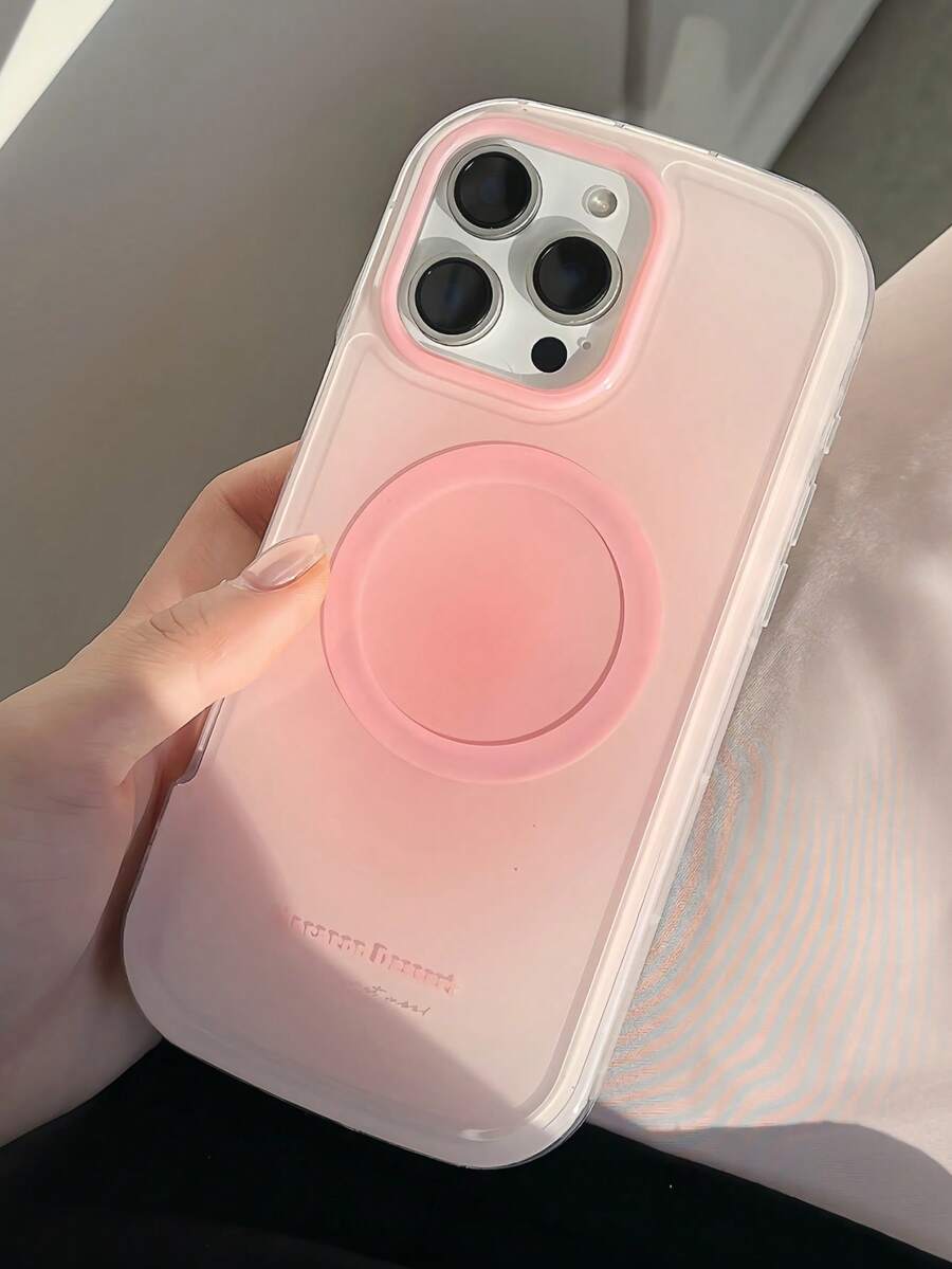 Cute Macaron Halo Dyeing Soft Phone Case Compatible With IPhone 16 15 14 13 12 Pro Max 16 ProMax Cases Candy Color Magnetic Wireless Charging Shockproof Back Cover - 粉色 - 查看 1