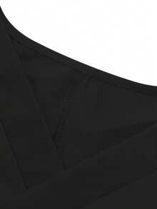2pcs/Set Dropped Shoulder Solid Color Simple Short Sleeve Top & Pants Scrub Set Spring Black - Black - View 8