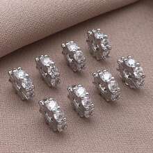 2/4/6 piezas Espaciador de cuentas de circonita cúbica de bronce con baño de oro verdadero de 18K, cuentas sueltas redondas planas con strass para bricolaje para encontrar joyas, hacer joyas, accesorios de moda y regalos creativos de 6/8mm