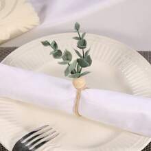 12/6pcs, From Christmas, Festival Gifts, For Daily Life National Day Of Saudi Arabia Napkin Rings Set Of 6 Rustic Eucalyptus Wooden Napkin Rings Boho Leaf Wood Bead Farmhouse Spring Fall Napkin Ring Holder For Family Dining Banquet Wedding Christmas Easter Holiday Table Decor