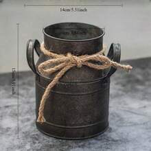 1 Pieza Jarra de leche de estilo europeo, balde retro de lata antigua, balde de flores, maceta, jarrón para decoración