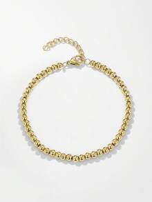 1 件奢华简约钢珠镀金链式手链，男女通用，适合正式场合和日常佩戴