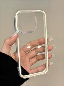 苹果智能时尚手机壳高端手感三合一加厚硬质材质炫彩纯色边框个性创意粉色、白色、黑色、蓝色、绿色极简简约防摔全覆盖透明感炫彩手机壳防水防震防摔防刮 - 白色 - 查看 6