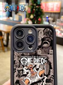 ONE PIECE ONE PIECE Manga Collage Phone Case: Collector's Item For Die-Hard Fans, "Straw Hat Pirates" Anime Graphic Black Lens Protection Phone Case Compatible With IPhone