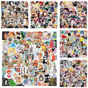 bandai DIY Waterproof Stickers For Laptops And Suitcases Decorated With 50 To 200 Cartoon And Anime Graffiti Stickers,School Supplies,Back To School