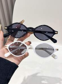1 Pair Men's Leopard Print Small Frame Cat-Eye Fashion Fashion Glasses, Zinc Alloy, Suitable For Daily Wear
