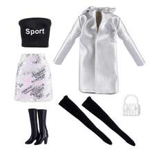 元秀 11.5 英寸时尚娃娃服装套装 - 包括皮夹克、时尚裤子、内衣、包和鞋子，适合 3-6 岁儿童，娃娃服装配饰 - 彩色 - 查看 6