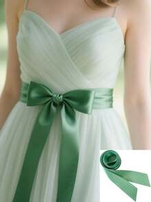 新娘腰带，时尚纯色超长腰带，配缎带蝴蝶结装饰丝带，适合婚纱、母亲节礼物、派对礼物、生日礼物、万圣节角色扮演、圣诞节等 - 粉色 - 查看 20