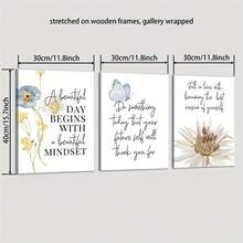 2Dflat, 3pcs, Wood Frame Canvas Print Decorative Painting, Wild Flowers Quote Art, Minimalist Poster, Bohemian Style, Indoor Home Wall Decoration Art. Suitable For Various Spaces Such As Living Rooms, Bedrooms, Bathrooms, Kitchens, Corridors, Offices, Bars, Restaurants, Bookstores, Cafes. It Is The Perfect Gift For Birthdays, New Year's, Valentine's Day, Mother's Day, Father's Day, Thanksgiving, June 10th, 4th Of July Independence Day, Teacher Appreciation, Graduation, Carnival, Bachelorette Party, Anniversaries, Weddings, Halloween, Christmas, And Easter. Very Suitable For Room Decoration And Home Decor. Ready-To-Hang. - 彩色 - 查看 2