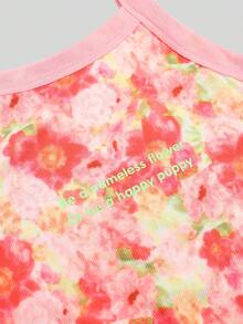 2pcs Young Girl Floral Print Cute Nightgown Set - Multicolor - View 7