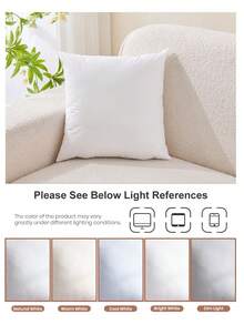 1/2/4pcs Solid Color Pillows Insert, Throw Pillow, Bedding, Soft Fluffy White Pillows, Fill For Back, Stomach Or Side Sleepers, High Rebound Polyester Fiber Filling Pillow, Halloween Decor, Christmas Decoration, For Bed, Sofa, Living Room, Halloween Gift, Bedroom Decorative Stuffer Pillow, Dorm Room Essentials College. - 白色 - 查看 7
