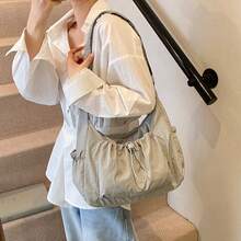 Spring/Summer New Ruched Cloud Drawstring Shoulder Bag, Crossbody Underarm Bag For Women - Grey - View 6