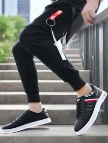 Zapatos deportivos ligeros para hombre Zapatos de tabla con cordones resistentes al desgaste Diseño de moda antideslizante Zapatos casuales para correr Se puede utilizar en varios escenarios Tres colores disponibles - Negro - Ver 5