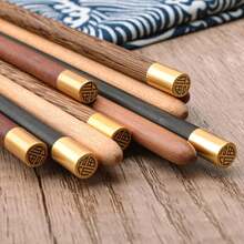 Set de regalo de 5 pares de palillos reutilizables, con palillos de madera empalmes y palillos de acero inoxidable, palillos metálicos alargados de estilo japonés y coreano de 9.8 pulgadas/25 cm - Por defecto - Ver 3