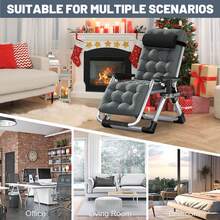 DoCred Zero Gravity Chair, Premium Lawn Recliner Folding Portable Chaise Lounge With Detachable Cushion, Headrest And Cup Holder, Reclining Patio Lounger Chair - 深灰色 - 查看 6