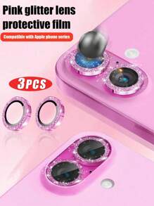 3 Piezas de Película Protectora de Lente con Brillo Rosa para 16/15/14/13/12/11 Serie completa, Cubierta de Protección de Lente HD Transparente de Protección Completa, Carcasa Protectora, Protector de Cámara, Adecuado para Película Protectora de Lente de , Regalo para Cumpleaños, Familia, Amigos, Cristal Brillante, Protector de Lente, Accesorios para Teléfono