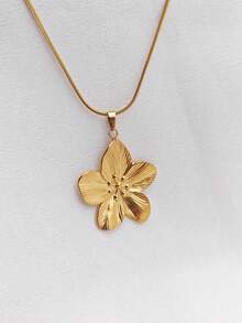 1pc Gold Flower Pendant Necklace, Suitable For Women's Valentine's Day Wedding Gift, Also A Great Daily Wear Jewelry - Yellow Gold - View 4