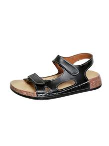 Sandalias de cuña de verano para mujer de talla grande, suela suave, cómodo cierre de gancho y bucle, casual, cruzadas, para caminar al aire libre, nuevo modelo con cuña de suela gruesa y punta abierta