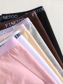 6PCS Lightweight And Breathable Women's Boyshorts With A  Fashion Waistband ,Underwear S-XXL - 彩色 - 查看 6