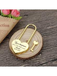 Custom Engraved Heart Key, Personalized Love Padlock, Engagement Lock, Metal Heart Lock With Key, Wedding Commemoration, Valentine's Day