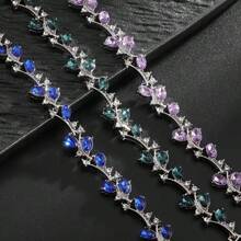 Elegante brazalete multicapa incrustad0 con circonita cúbica con diseño floral, de ramas y flores de ciruelo, de moda y versátil para salidas de verano, accesorio brillante, regalo perfecto para el Día de la Madre, fiesta de graduación