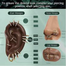 1pc High-End Stainless Steel Nose/Ear Hoop Ring With Zirconia, Closed Seamless Bevel Set, Suitable For Men And Women Everyday Wear