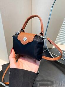 1 Custom Outdoor Bag, Can Be Printed With Personalized Name Or Holiday Greetings. Customize Your Own Bag. 1 Custom Outdoor Bag, Pu Magnet Closure Fashion Niche Design Contrast Color Mini Handbag, Adjustable Shoulder Strap Shoulder Messenger Bag Suitable For Teenagers To Travel, Shopping, Party, Date And Daily Use, Is A Perfect Gift For Teenagers - Contrast Color Tote Bag - View 7